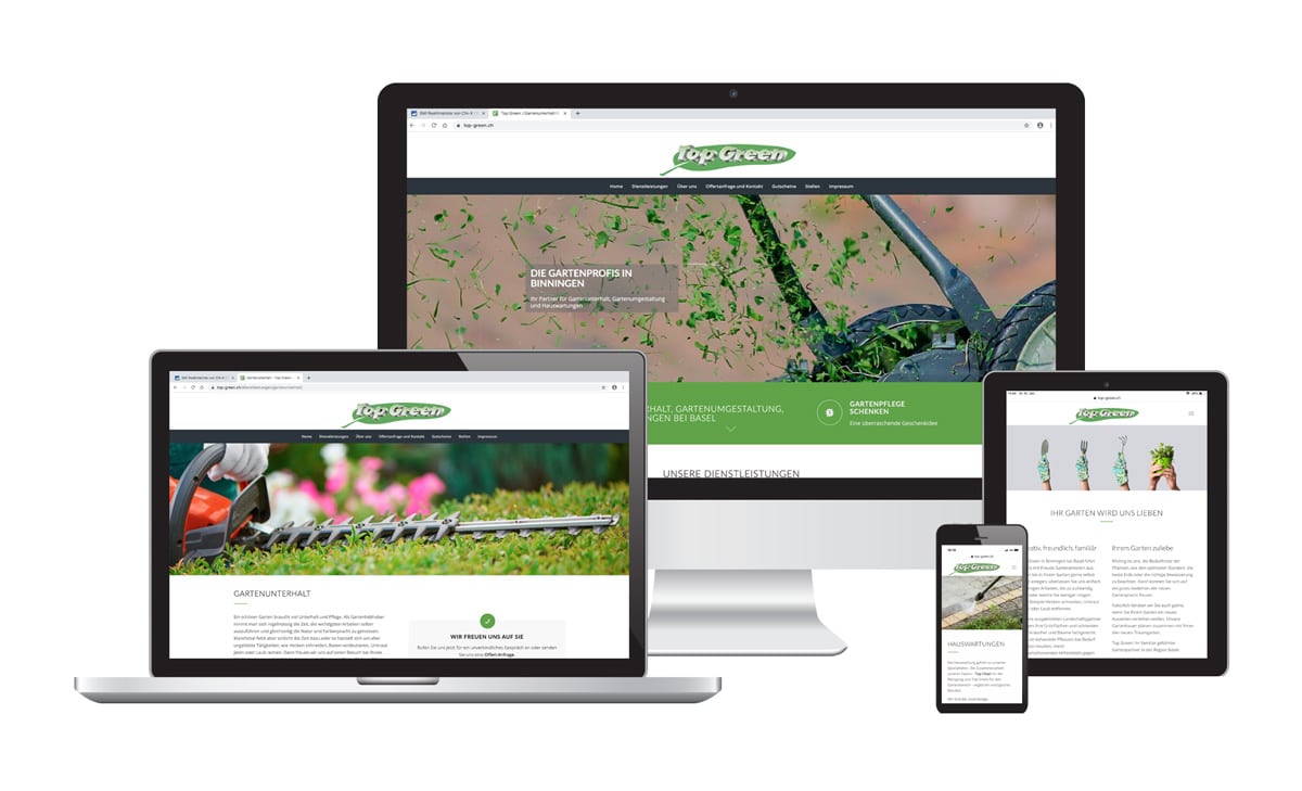 WordPress Webdesign & Text für Top Green Gartenunterhalt